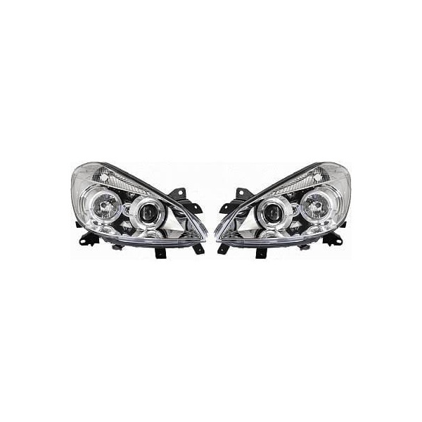 2 Phares avant Renault Clio 3 05-09 Angel Eyes led - Chrome