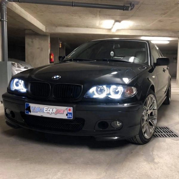 2 Phares avant BMW E46 Berline Angel Eyes LED Depo V2 - 01-05 - Noir