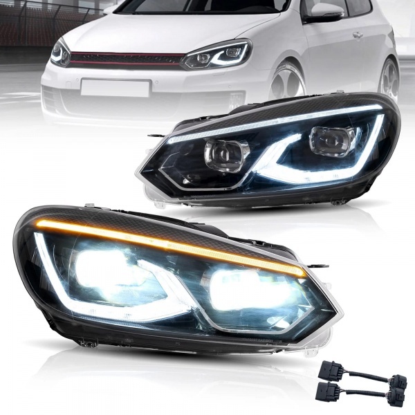 2 Phares halogene VW GOLF 6 fullLED 08-13 look facelift G8 silver - dynamiques