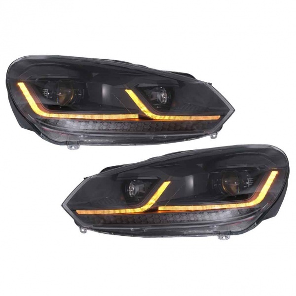 2 Phares avant VW GOLF 6 LED 08-13 look facelift G7.5 black - dynamiques