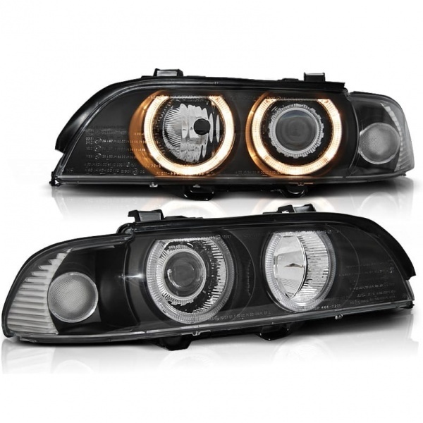 2 Phares avant BMW Serie 5 E39 phase 2 xenon Angel Eyes - Noir