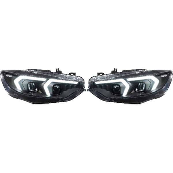 2 Phares xenon BMW Serie 4 F32 F33 Angel Eyes look iconic - 13-17 - Noir
