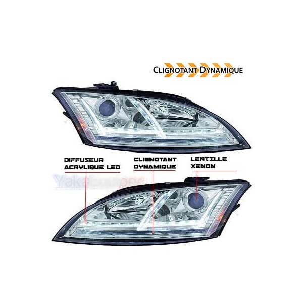 2 Phares xenon AUDI TT 8J  06-11 - look Matrix LED - Chrome