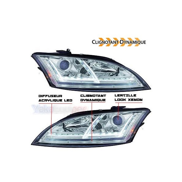 2 Phares AUDI TT 8J  06-11 - look xenon Matrix LED - Chrome
