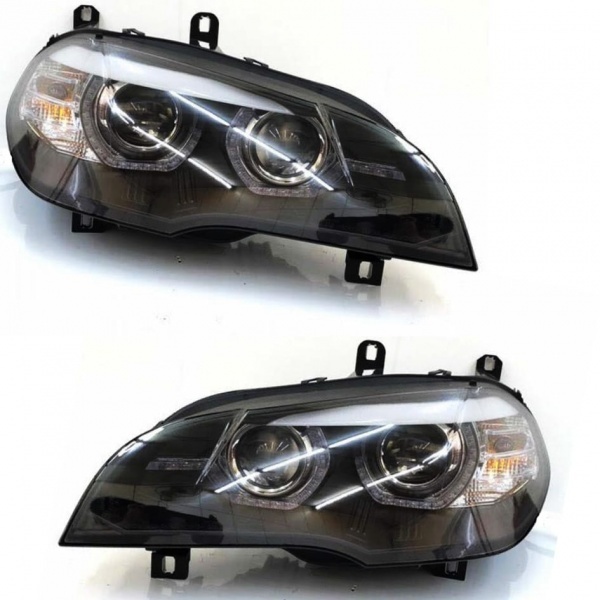2 Phares xenon BMW X5 E70 Angel Eyes LED 07-13 - Noir
