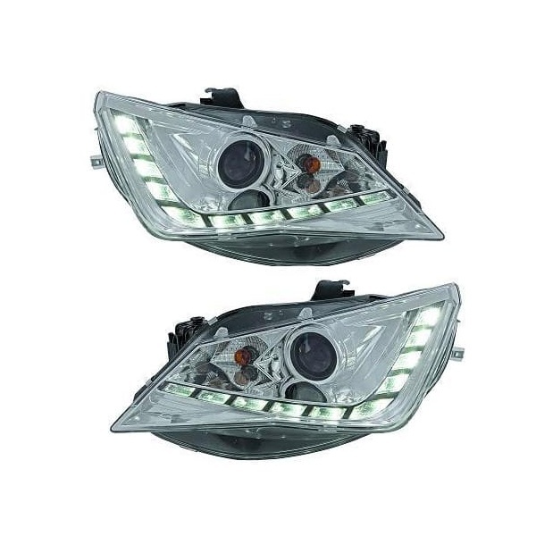 2 Phares SEAT Ibiza 12-15 - Feux jour LED - Chrome