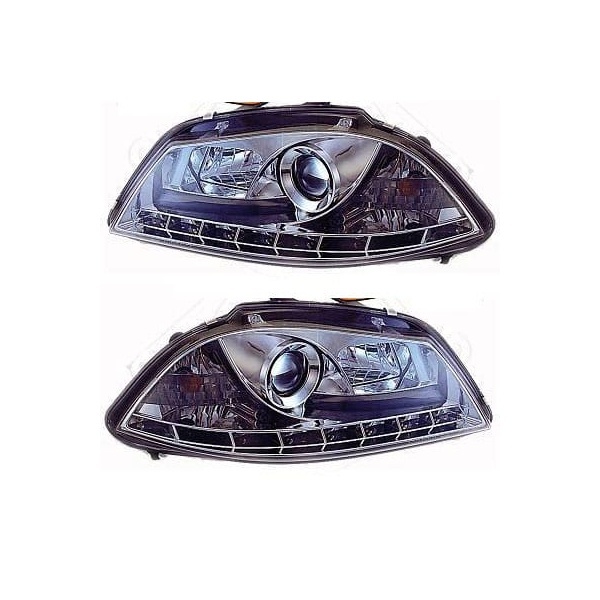 2 Phares SEAT Ibiza 02-08 - Feux jour LED - Chrome