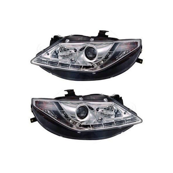 2 Phares SEAT Ibiza 08-12 - Feux jour LED - Chrome