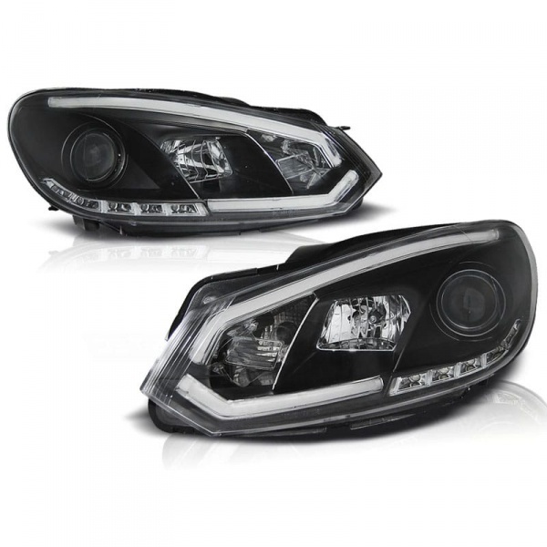 2 Phares avant VW GOLF 6  DRL LED 08-12 Noir