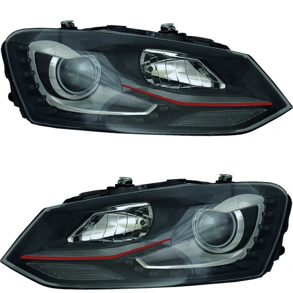 2 Phares avant VW Polo 6R 09-14 - LED look GTI - noir