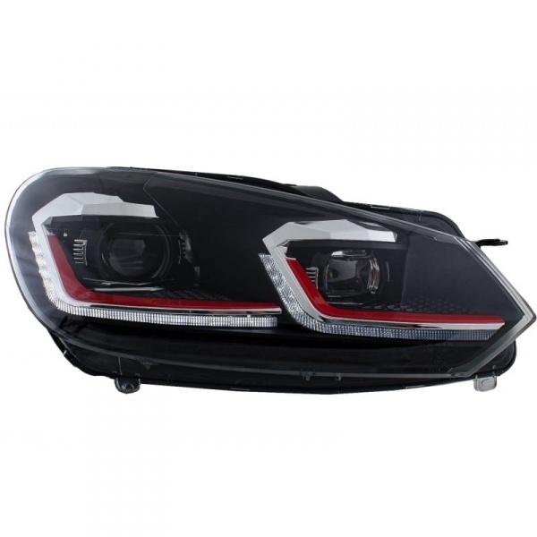 2 Phares avant VW GOLF 6 LED 08-13 look facelift G7.5 rouge - dynamiques