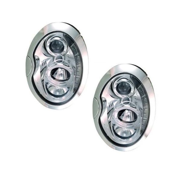 2 Phares avant Mini R50-52-53 Angel Eyes 01-06 - Chrome