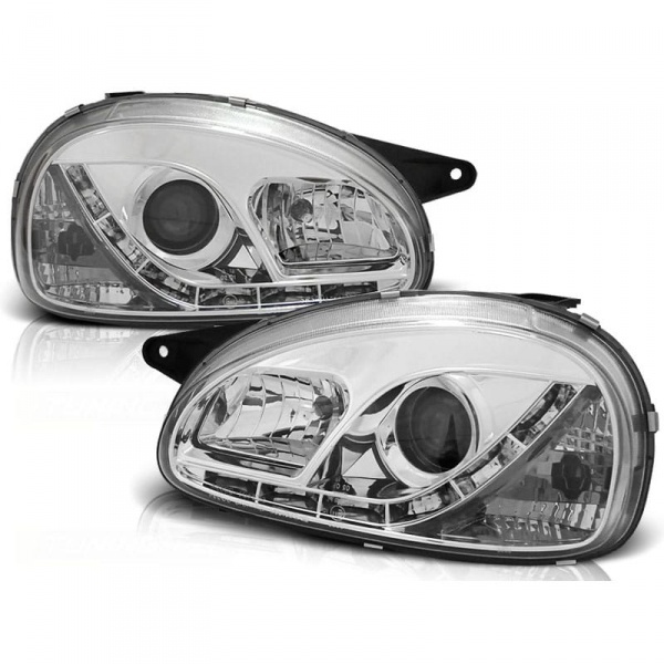 2 Phares avant Opel Corsa B 93-00 devil eyes - Chrome