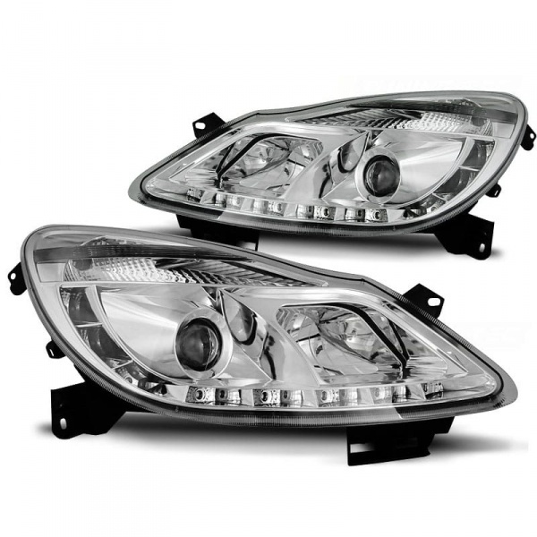 2 Phares avant Opel Corsa D 06-10 devil eyes - Chrome