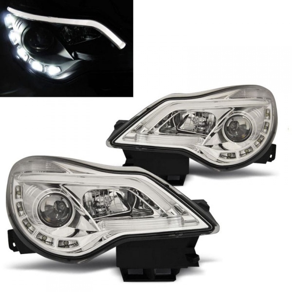 2 Phares avant Opel Corsa D 11-14 feux de jour devil eyes - Chrome