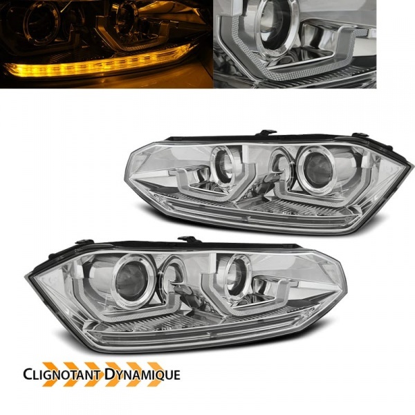 2 Phares VW Polo 6 AW 18-20 - dynamiques - Chrome