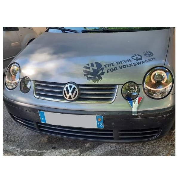 2 Phares avant VW Polo (9N) Angel Eyes - Noir