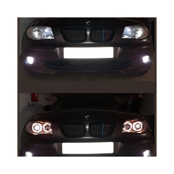 2 Phares avant BMW Serie 1 E81 E82 E87 Angel Eyes V1 DEPO 04 et + - Noir