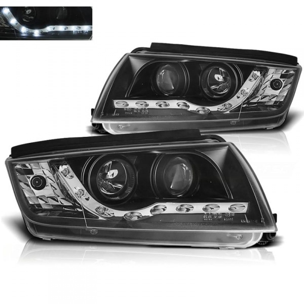 2 Phares avant Skoda Fabia devil eyes LED avec moteurs - 99-07 - Noir