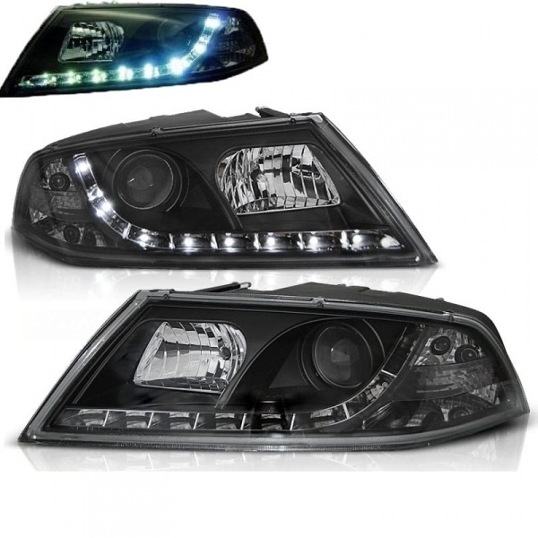 2 Phares avant Skoda Octavia 2 devil eyes LED - 04-08 - Noir