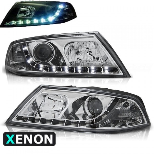 2 Phares xenon avant Skoda Octavia 2 devil eyes LED - 04-08 - Chrome