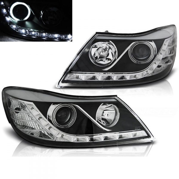 2 Phares avant Skoda Octavia 2 angel eyes CCFL - 09-12 - Noir
