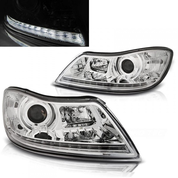 2 Phares avant Skoda Octavia 2 devil eyes LED - 09-12 - Chrome