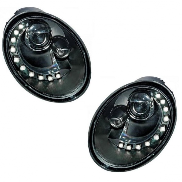 2 Phares VW New Beetle 06-12 - DRL LED - Noir
