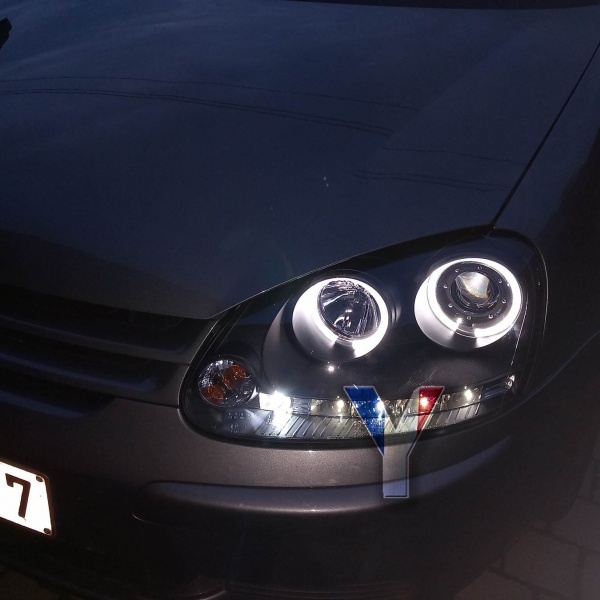 2 Phares avant VW Golf 5 03-09 Angel + Devil Eyes - Noir