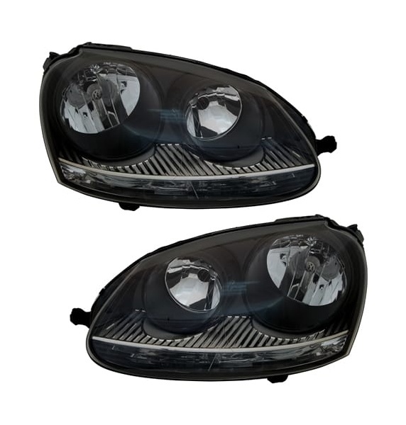 2 Phares avant VW Golf 5 03-09 - VW Jetta 05 - Noir Chrome