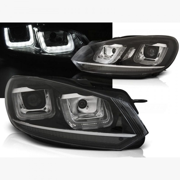 2 Phares avant VW GOLF 6  3D LED 08-12 Noir+chrome