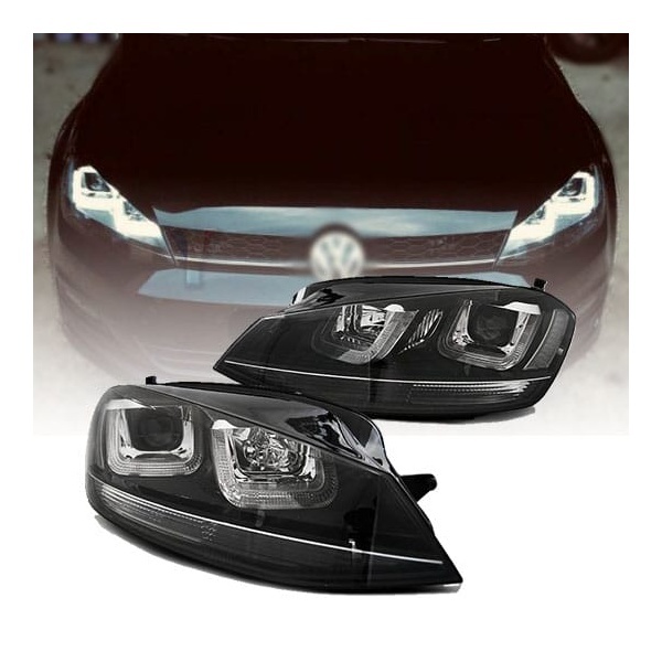 2 Phares avant VW Golf 7 - 3D LED - Noir