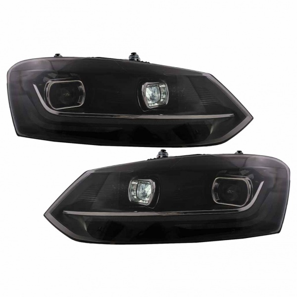 2 Phares VW Polo 6R 6C  10-17 - look Matrix LED - Noir