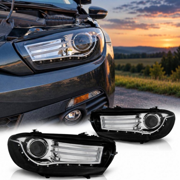 2 Phares avant VW Scirocco Devil Eyes LED LTI 08-14  - Noir