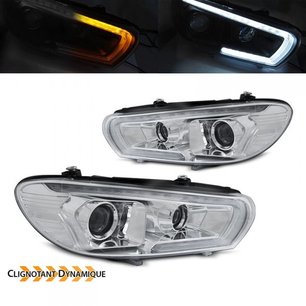 2 Phares avant VW Scirocco Devil  LED dynamiques 14-17  - Chrome