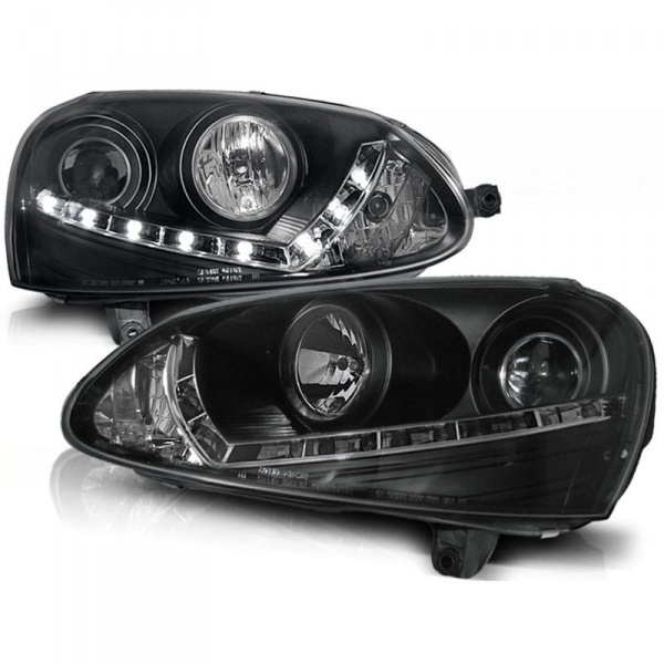 2 Phares avant xenon VW GOLF 5 Devil Eyes LED - Noir