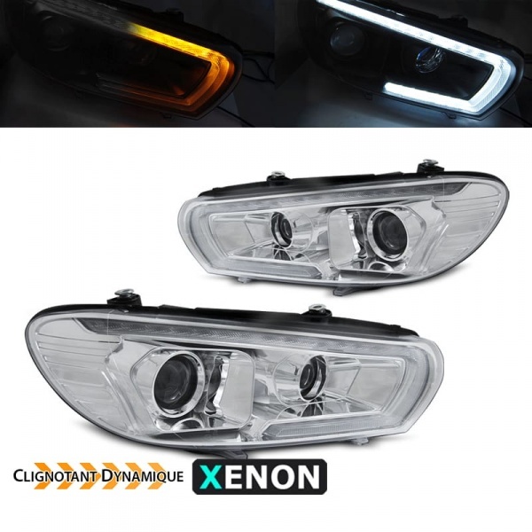 2 Phares xenon avant VW Scirocco Devil  LED dynamiques 08-14  - Chrome