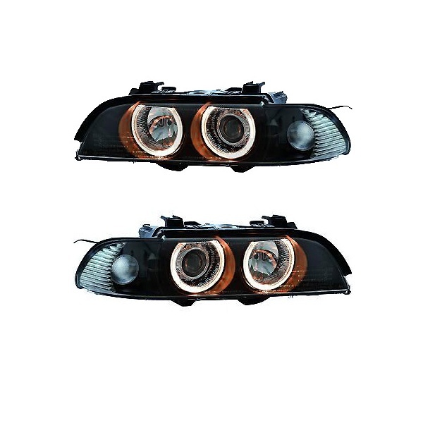 2 Phares avant BMW Serie 5 E39 Angel Eyes - Noir