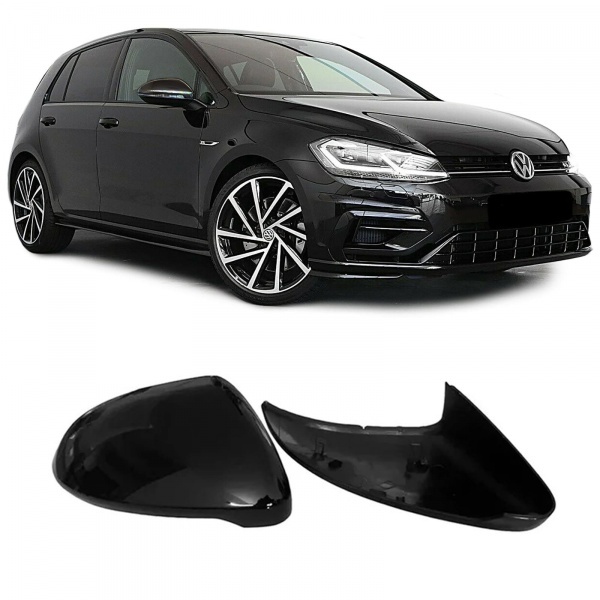 Coques retroviseur Noir Brillant pour VW GOLF 7 7.5 12-21 look R
