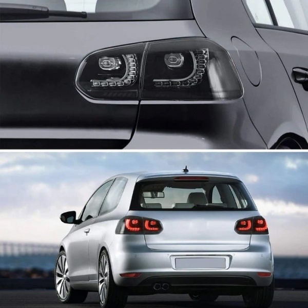 2 Feux arriere VW Golf 6 - fullLED dynamiques - look R20 - Noir teinte