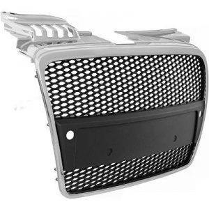 Grill grille Audi A4 B7 04-08 - black chrome - RS4 look - PDC