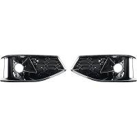 Fog light grilles / ACC Audi A4 B9 20-24 - Glossy black aluminum - RS look