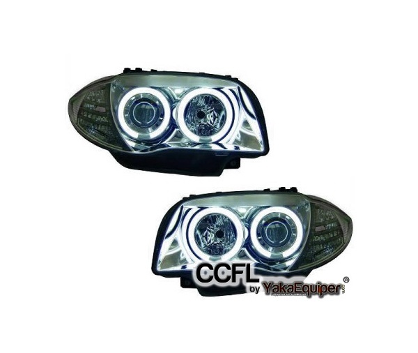 2 BMW Serie 1 E81 E82 E87 Angel Eyes CCFL 04 and + headlights - Chrome