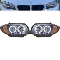 2 BMW Serie 1 E81 E82 E87 Angel Eyes CCFL 04 e + faróis - Preto