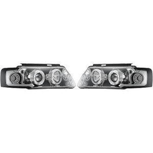 2 VW Passat B5 (3B) Angel Eyes LED front headlights - 96-00 - Chrome