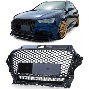 Audi A3 8V grille - RS3 quattro-look - Zwart - PDC