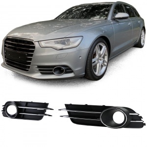Audi A6 C7 4G fog lamp grilles - Black Chrome