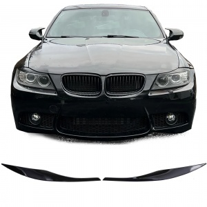 2 Headlight eyelids BMW 3 Series E90 E91 05-12 - glossy black