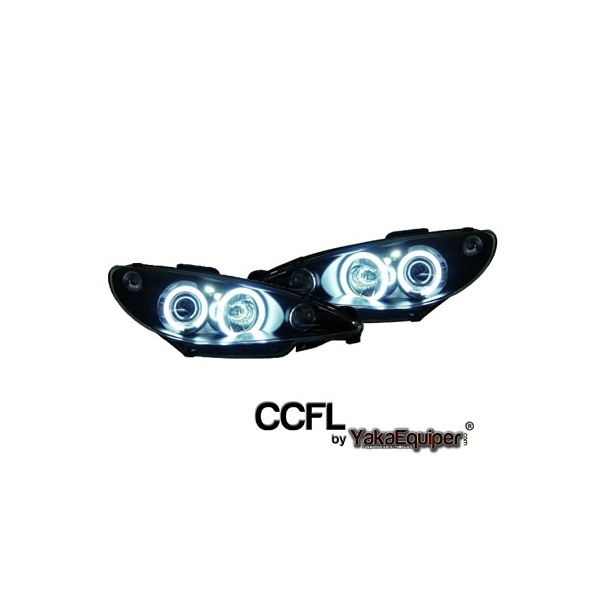 2 Peugeot 206 Angel Eyes CCFL 98-02 headlights - Black
