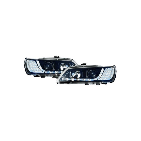 Faros delanteros LED 2 ojos de diablo para Peugeot 306 - 93-97 - Negro